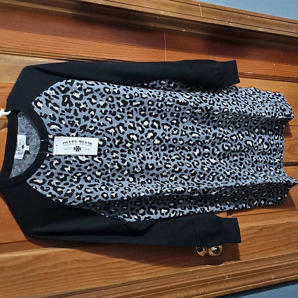 Crazy Train Monochrome Leopard Print Sweater Dress